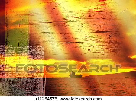 Yellow hues superimposed on an image of the sea View Large Illustration Stock Illustration - Yellow hues superimposed on an image of the sea. Fotosearch