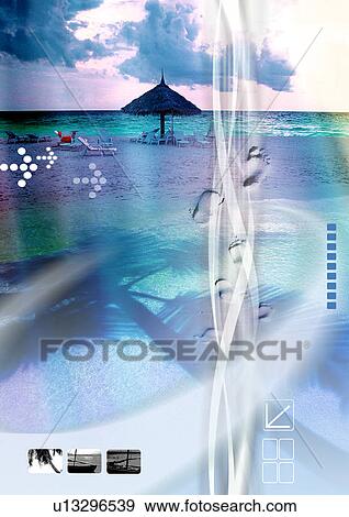 Digital arrows superimposed on an image of the sea coast View Large Illustration Stock Illustration - Digital arrows superimposed on an image of the sea coast. Fotosearch