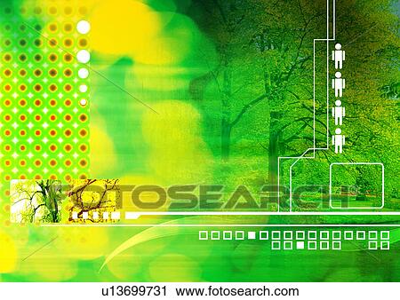 Green pattern superimposed on an image of a forest View Large Illustration Clip Art - Green pattern superimposed on an image of a forest. Fotosearch