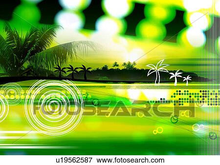 Palm trees superimposed on a green background View Large Illustration Stock Illustration - Palm trees superimposed on a green background. Fotosearch