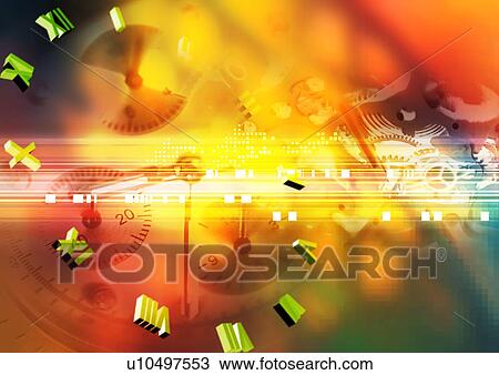 Clock face superimposed on a yellow background View Large Illustration Drawing - Clock face superimposed on a yellow background. Fotosearch