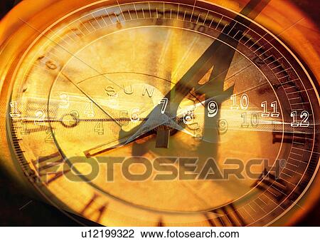 Sundial superimposed on a brown background View Large Illustration Drawing - Sundial superimposed on a brown background. Fotosearch