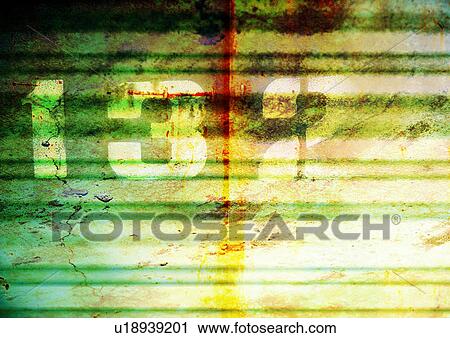 Clip Art - Numbers superimposed on a glowing striped background. Fotosearch