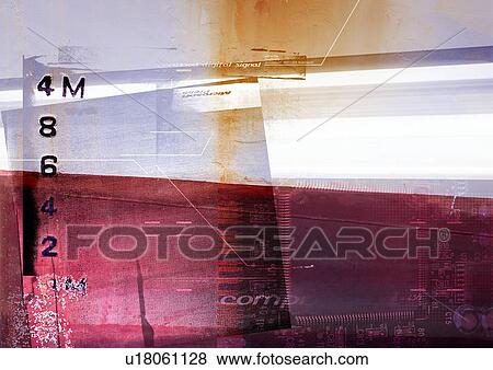 Stock Illustration - Numbers superimposed on a multi colored background. Fotosearch