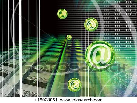 Internet symbols superimposed on a pattern of binary code View Large Illustration Clip Art - Internet symbols superimposed on a pattern of binary code. Fotosearch