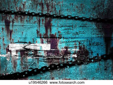 Close-up of a metal chain superimposed on a wall View Large Illustration Stock Illustration - Close-up of a metal chain superimposed on a wall. Fotosearch