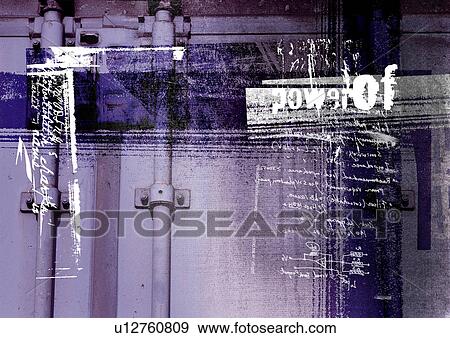 Stock Illustration - Close-up of text superimposed on a metal door. Fotosearch