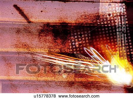 Stock Illustration - Glowing explosion superimposed on a brown background. Fotosearch