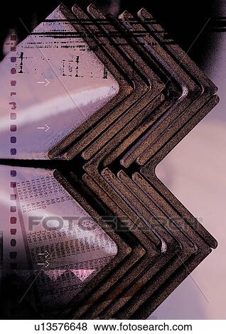 Stock Illustration - Metal frame superimposed on a sheet of text. Fotosearch