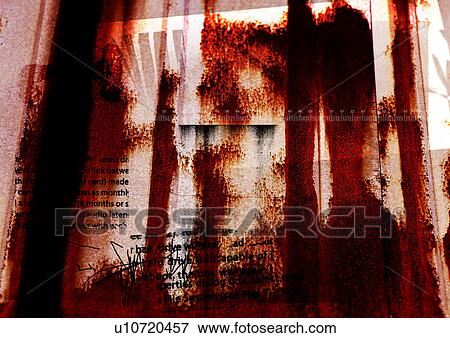 Stock Illustration - Text superimposed on a red and brown background. Fotosearch