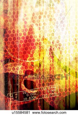 Yellow honeycomb pattern superimposed on a red surface View Large Illustration Clip Art - Yellow honeycomb pattern superimposed on a red surface. Fotosearch