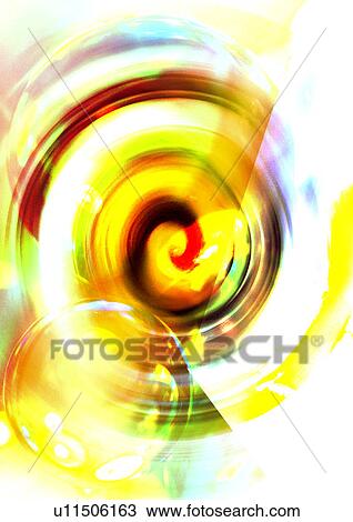 Glowing concentric circles on a yellow background View Large Illustration Drawing - Glowing concentric circles on a yellow background. Fotosearch