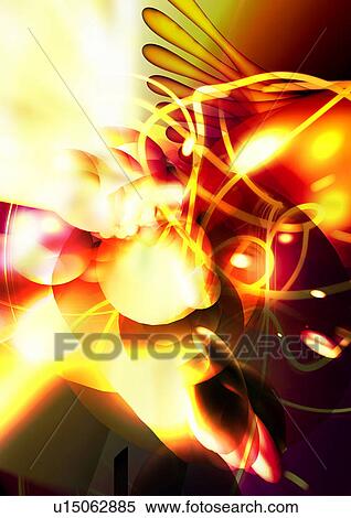 Yellow glowing bubbles superimposed on a brown background View Large Illustration Stock Illustration - Yellow glowing bubbles superimposed on a brown background. Fotosearch