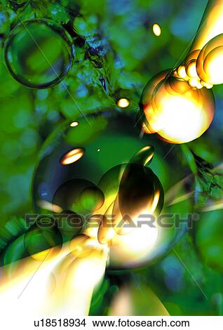Yellow glowing bubbles superimposed on a green background View Large Illustration Stock Illustration - Yellow glowing bubbles superimposed on a green background. Fotosearch