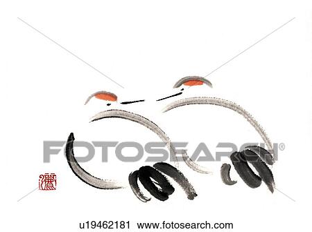 Resting red-crowned cranes, ink brush painting, rear view, white background, cut out, copy space View Large Illustration Clip Art - Resting red-crowned cranes, ink brush painting, rear view, white background, cut out, copy space. Fotosearch