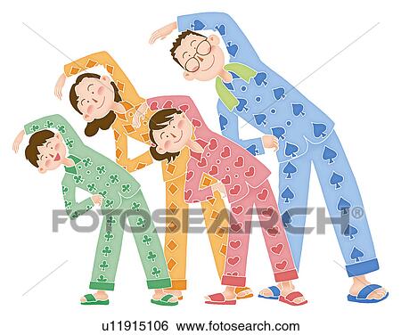 A family exercising together, Illustration View Large Illustration Stock Illustration - A family exercising together, Illustration. Fotosearch