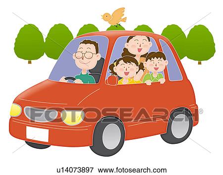 Stock Illustration - A family going for driving, Illustration. Fotosearch