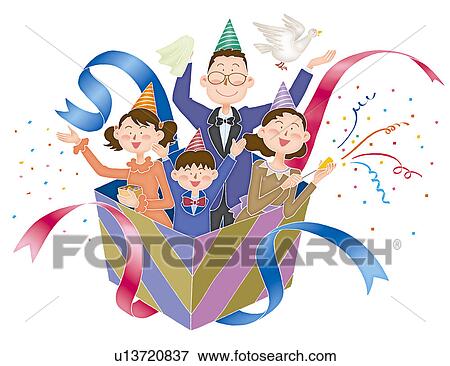 Stock Illustration - A family having a party, Illustration. Fotosearch