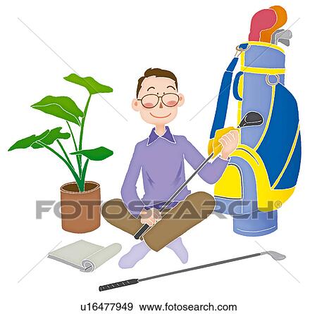 Download A father caring his golf clubs, Illustration Stock ...