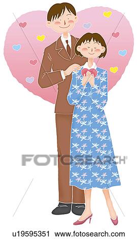 A young couple, Illustration View Large Illustration Clip Art - A young couple, Illustration. Fotosearch