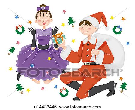 Stock Illustration - Young man and woman in masquerades, Illustration. Fotosearch