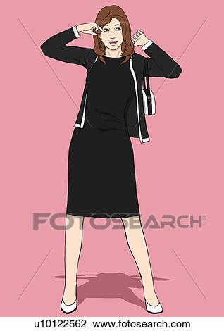 A 若い女性 服を着せられる 肖像画 イラスト スケッチ U Fotosearch