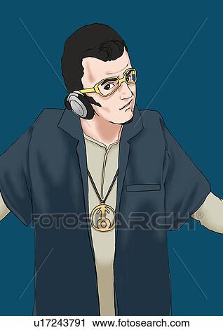 Clip Art - A DJ, Portrait, Illustration. Fotosearch