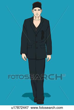 A young man dressed in black, Portrait, Illustration View Large Illustration Stock Illustration - A young man dressed in black, Portrait, Illustration. Fotosearch
