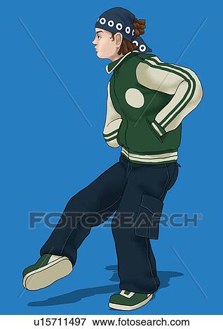 A young man posing, Portrait, Illustration View Large Illustration Stock Illustration - A young man posing, Portrait, Illustration. Fotosearch