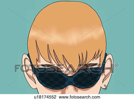 Drawing - A young man wearing sunglasses, Portrait, Portrait, Illustration, Close Up. Fotosearch