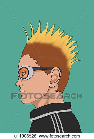 A young man with mohican hair style, Portrait, Illustration View Large Illustration Stock Illustration - A young man with mohican hair style, Portrait, Illustration. Fotosearch