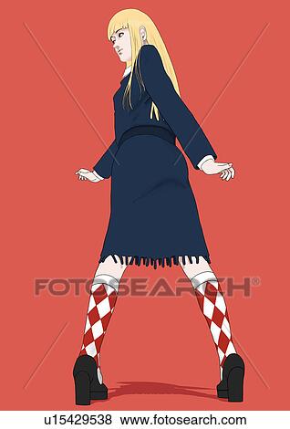 A young woman posing, Portrait, Portrait, Illustration, Rear View View Large Illustration Stock Illustration - A young woman posing, Portrait, Portrait, Illustration, Rear View. Fotosearch