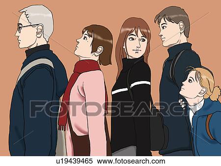 Five young men and women, Portrait, Illustration View Large Illustration Stock Illustration - Five young men and women, Portrait, Illustration. Fotosearch