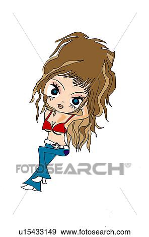 A セクシー 女の子 ポーズを取る イラスト 漫画 肖像画 イラスト U15433149 Fotosearch