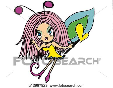 Drawing - A disguised girl, Illustration, Cartoon, Portrait. Fotosearch