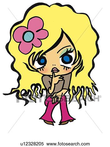 A dressed up girl, Illustration, Cartoon, Portrait View Large Illustration Stock Illustration - A dressed up girl, Illustration, Cartoon, Portrait. Fotosearch