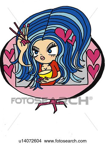 Stock Illustration - A dressed up girl, Illustration, Cartoon, Portrait. Fotosearch
