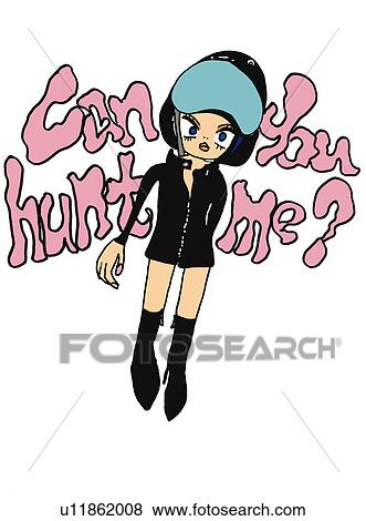 Stock Illustration - A dressed up girl with message, Illustration, Cartoon, Portrait. Fotosearch
