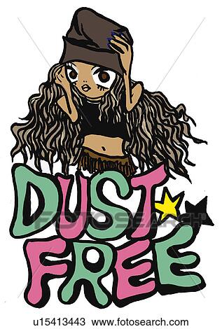 Drawing - A dressed up girl with the message, Illustration, Cartoon, Portrait. Fotosearch