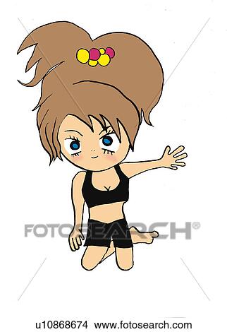 A girl in leotard, Illustration, Cartoon, Portrait View Large Illustration Stock Illustration - A girl in leotard, Illustration, Cartoon, Portrait. Fotosearch