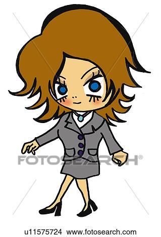 A girl in uniform, Illustration, Cartoon, Portrait View Large Illustration Stock Illustration - A girl in uniform, Illustration, Cartoon, Portrait. Fotosearch