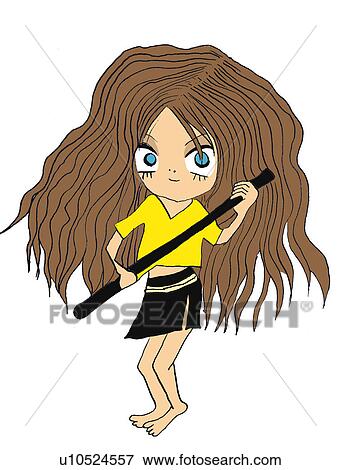 A girl posing, Illustration, Cartoon, Portrait View Large Illustration Stock Illustration - A girl posing, Illustration, Cartoon, Portrait. Fotosearch