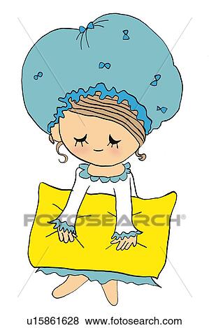 A girl with a nightcap, Illustration, Cartoon, Portrait View Large Illustration Stock Illustration - A girl with a nightcap, Illustration, Cartoon, Portrait. Fotosearch