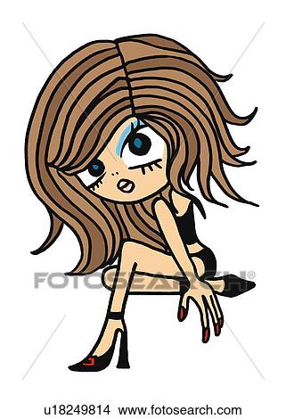 A sexy girl, Illustration, Cartoon, Portrait View Large Illustration Stock Illustration - A sexy girl, Illustration, Cartoon, Portrait. Fotosearch