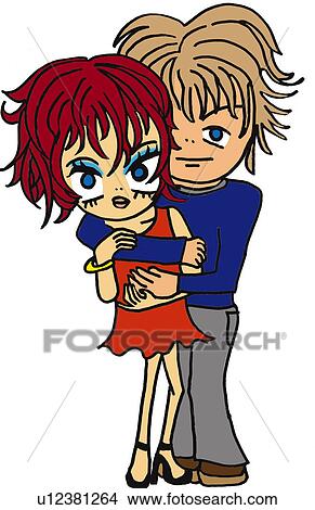 A young couple, Illustration, Cartoon, Portrait View Large Illustration Stock Illustration - A young couple, Illustration, Cartoon, Portrait. Fotosearch