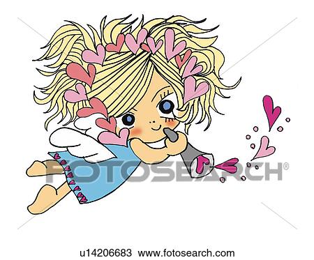 An angel, Illustration, Cartoon, Portrait View Large Illustration Drawing - An angel, Illustration, Cartoon, Portrait. Fotosearch