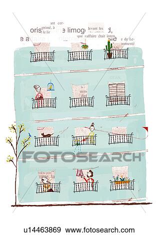 Apartment house View Large Illustration Stock Illustration - Apartment house. Fotosearch