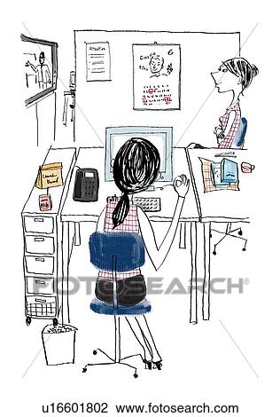 Drawing - Business Office. Fotosearch