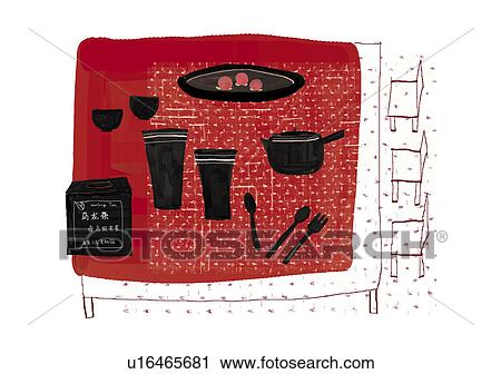 Clip Art - Dinner Table Setting. Fotosearch