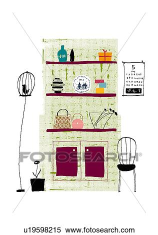Goods on the shelf View Large Illustration Stock Illustration - Goods on the shelf. Fotosearch